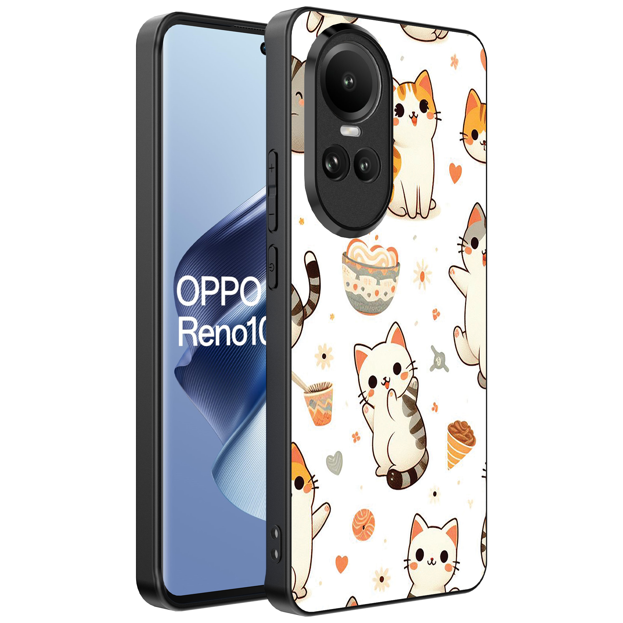 Oppo Reno 10 - 10 Pro telefoonhoesje met katten opdruk (1)