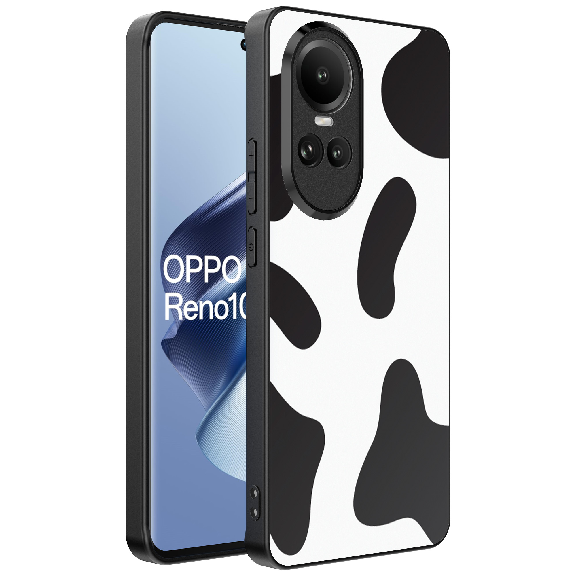 Oppo Reno 10 - 10 Pro telefoonhoesje met koeienvlekken opdruk (1)
