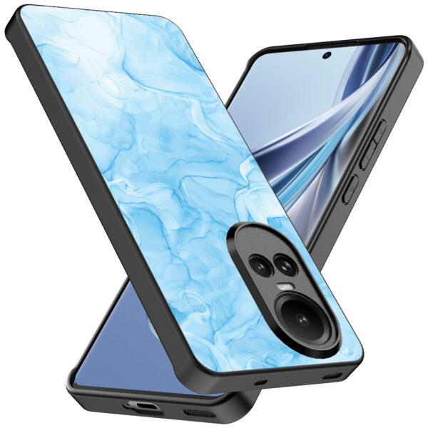 Oppo Reno 10 - 10 Pro telefoonhoesje met lichtblauw marmer opdruk (2)