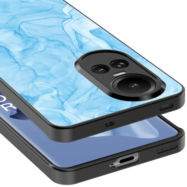 Oppo Reno 10 - 10 Pro telefoonhoesje met lichtblauw marmer opdruk (5)