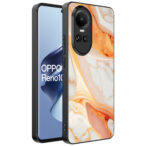 Oppo Reno 10 - 10 Pro telefoonhoesje met oranje marmer opdruk (1)