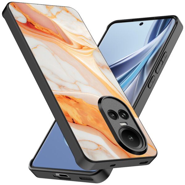 Oppo Reno 10 - 10 Pro telefoonhoesje met oranje marmer opdruk (2)
