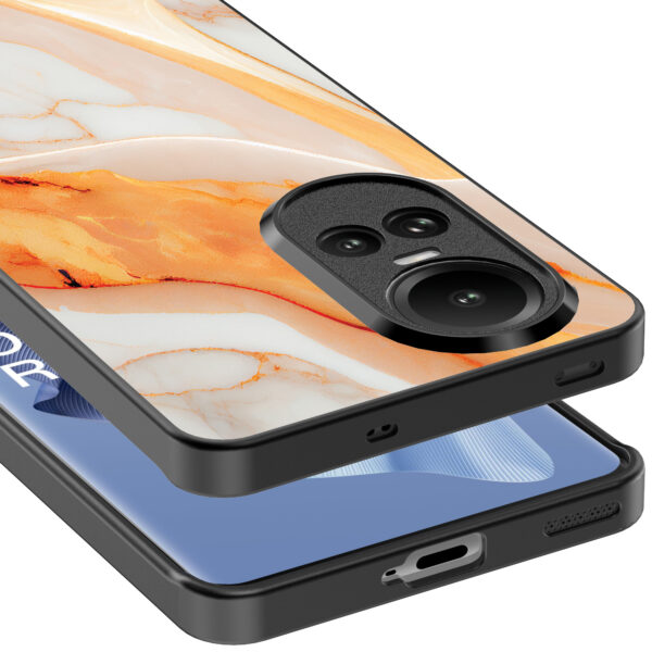 Oppo Reno 10 - 10 Pro telefoonhoesje met oranje marmer opdruk (5)