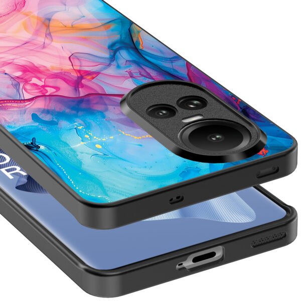 Oppo Reno 10 - 10 Pro telefoonhoesje met regenboog acryl marmer opdruk (5)