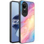 Oppo Reno 10 - 10 Pro telefoonhoesje met regenboog glitter marmer opdruk (1)