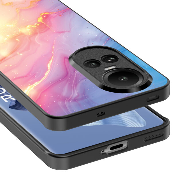 Oppo Reno 10 - 10 Pro telefoonhoesje met regenboog glitter marmer opdruk (5)