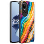 Oppo Reno 10 - 10 Pro telefoonhoesje met regenboog goud marmer opdruk (1)