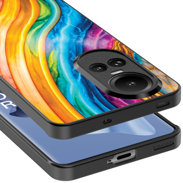 Oppo Reno 10 - 10 Pro telefoonhoesje met regenboog goud marmer opdruk (5)