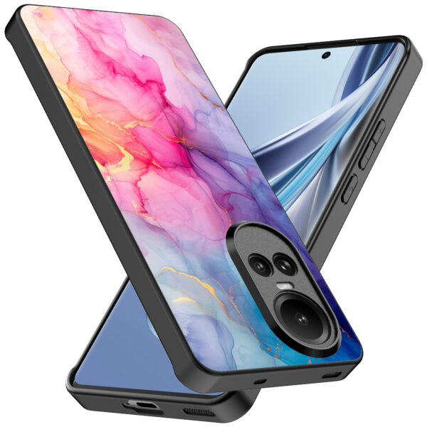 Oppo Reno 10 - 10 Pro telefoonhoesje met regenboog marmer opdruk (2)
