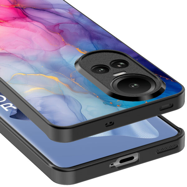 Oppo Reno 10 - 10 Pro telefoonhoesje met regenboog marmer opdruk (3)