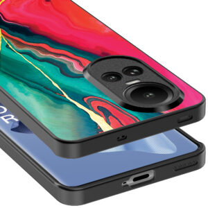 Oppo Reno 10 - 10 Pro telefoonhoesje met rood groen marmer opdruk (5)