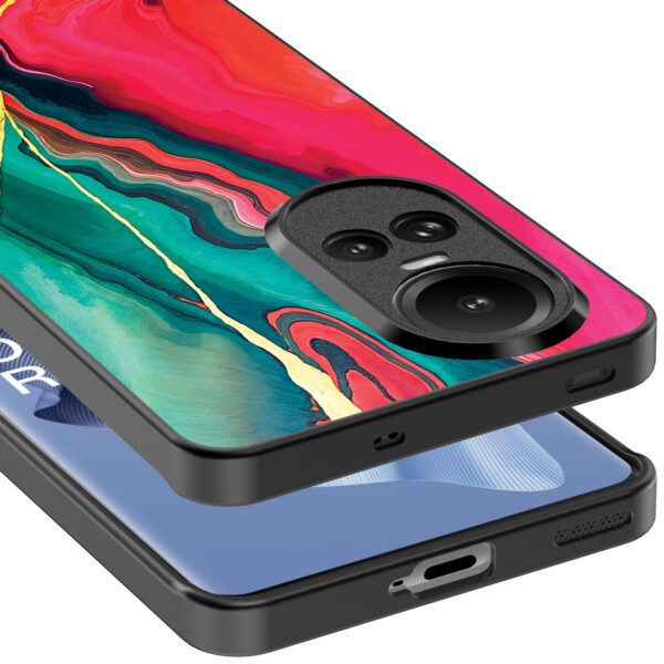 Oppo Reno 10 - 10 Pro telefoonhoesje met rood groen marmer opdruk (5)