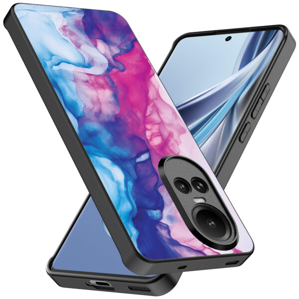 Oppo Reno 10 - 10 Pro telefoonhoesje met roze blauw marmer opdruk (2)