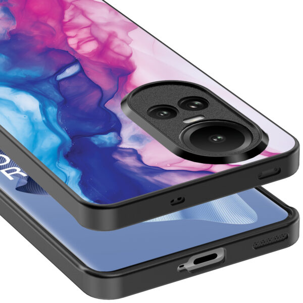 Oppo Reno 10 - 10 Pro telefoonhoesje met roze blauw marmer opdruk (5)