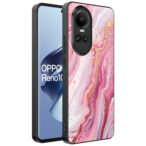 Oppo Reno 10 - 10 Pro telefoonhoesje met roze marmer opdruk (1)