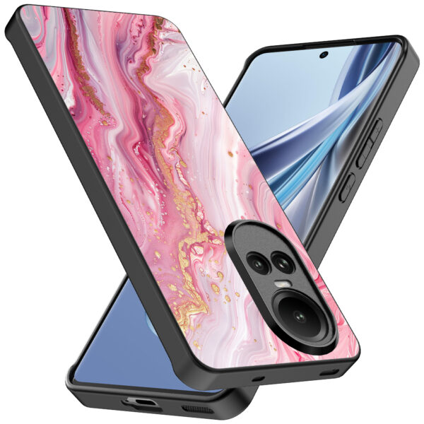 Oppo Reno 10 - 10 Pro telefoonhoesje met roze marmer opdruk (2)