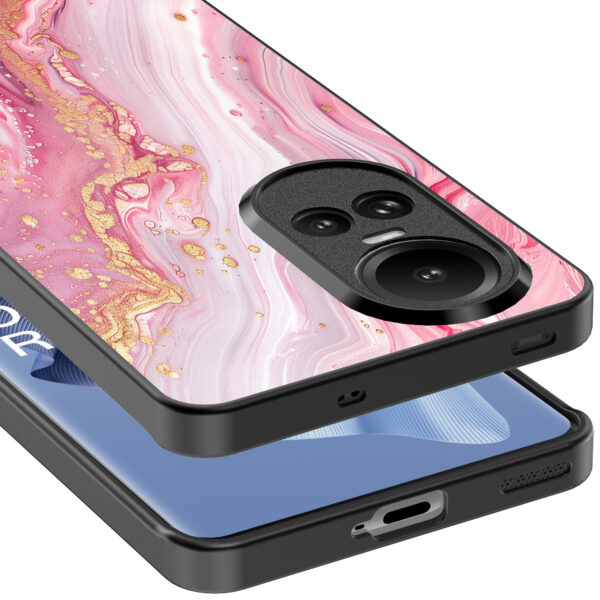 Oppo Reno 10 - 10 Pro telefoonhoesje met roze marmer opdruk (5)