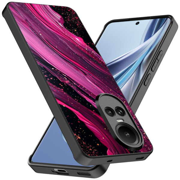 Oppo Reno 10 - 10 Pro telefoonhoesje met roze paars marmer opdruk (2)