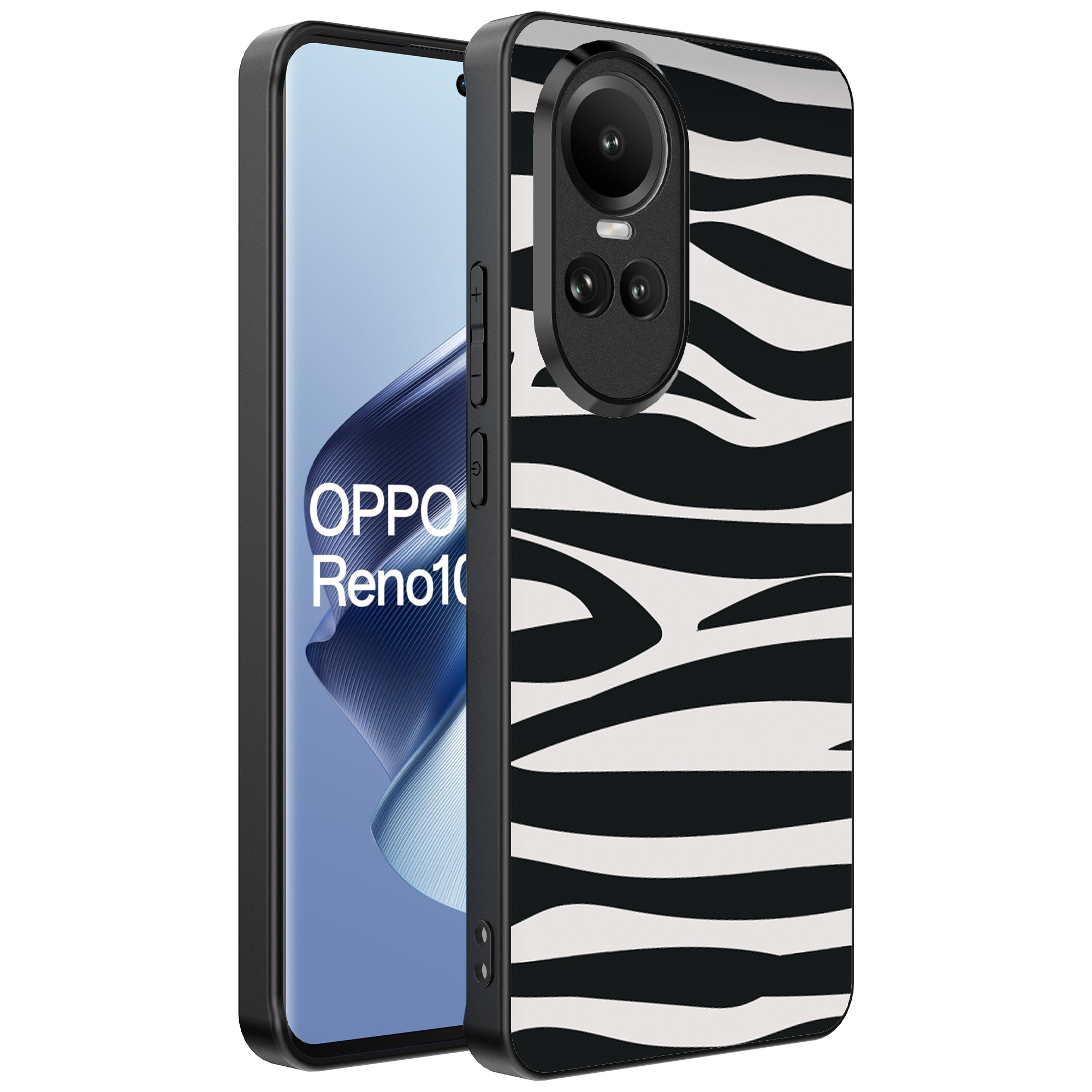 Oppo Reno 10 - 10 Pro telefoonhoesje met zebra opdruk (1)