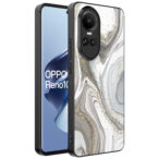 Oppo Reno 10 - 10 Pro telefoonhoesje met zilver marmer opdruk (1)