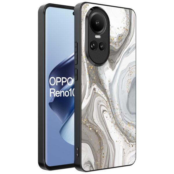 Oppo Reno 10 - 10 Pro telefoonhoesje met zilver marmer opdruk (1)