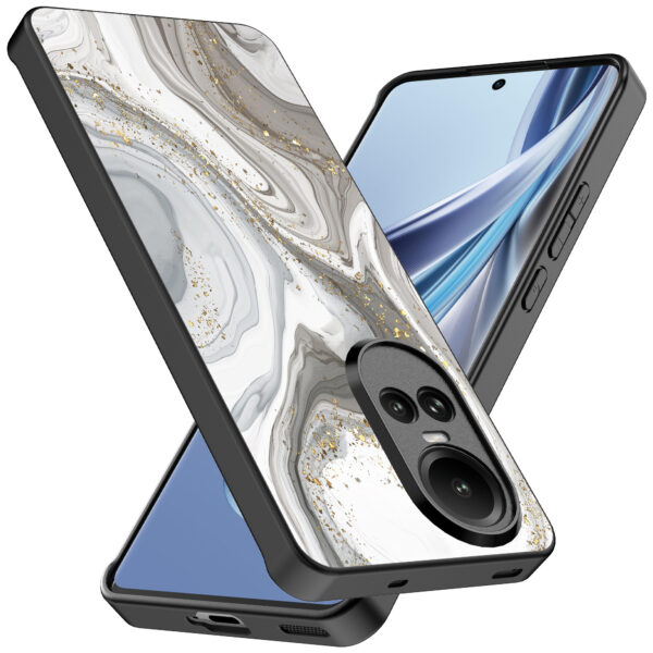 Oppo Reno 10 - 10 Pro telefoonhoesje met zilver marmer opdruk (2)