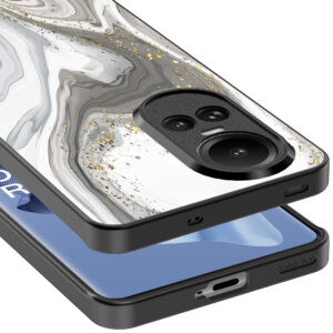 Oppo Reno 10 - 10 Pro telefoonhoesje met zilver marmer opdruk (5)