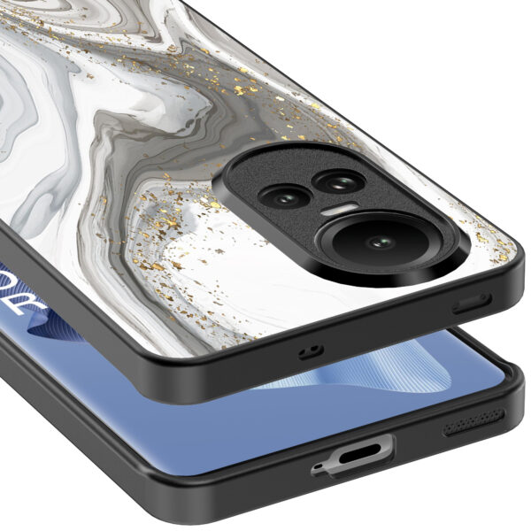 Oppo Reno 10 - 10 Pro telefoonhoesje met zilver marmer opdruk (5)