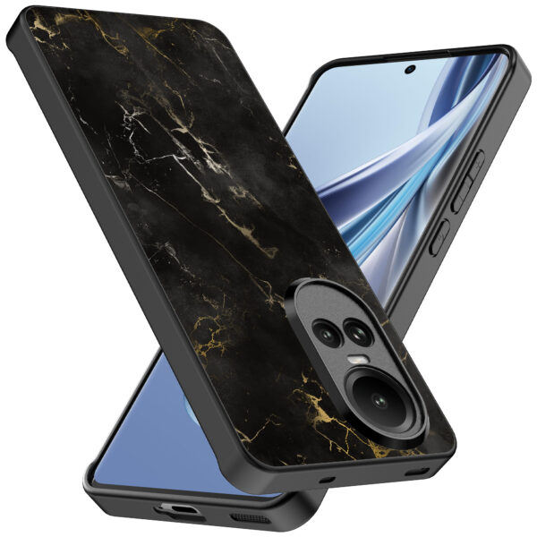 Oppo Reno 10 - 10 Pro telefoonhoesje met zwart marmer opdruk (2)