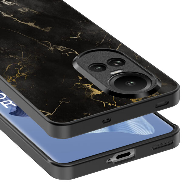 Oppo Reno 10 - 10 Pro telefoonhoesje met zwart marmer opdruk (5)