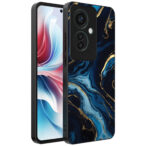 Oppo Reno 11 F telefoonhoesje met blauw goud marmer opdruk (1)