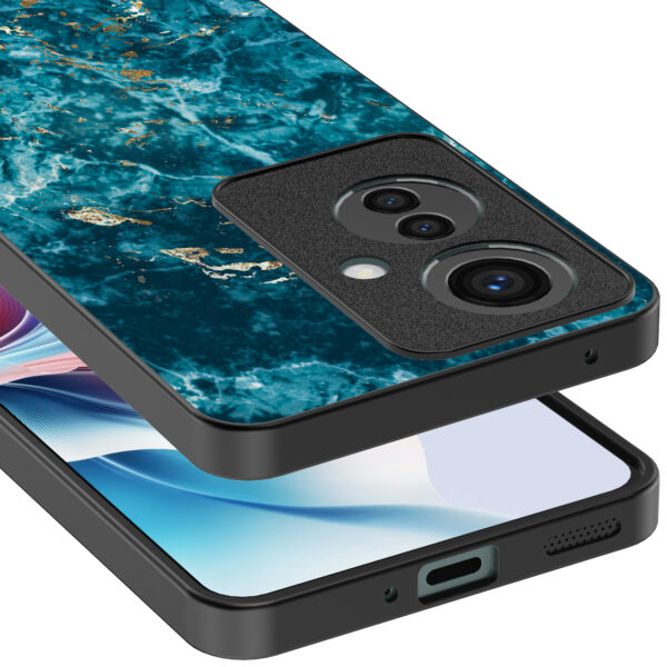 Oppo Reno 11 F telefoonhoesje met blauw marmer opdruk (4)