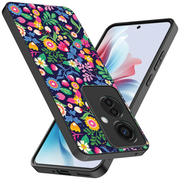 Oppo Reno 11 F telefoonhoesje met bloemen opdruk (2)