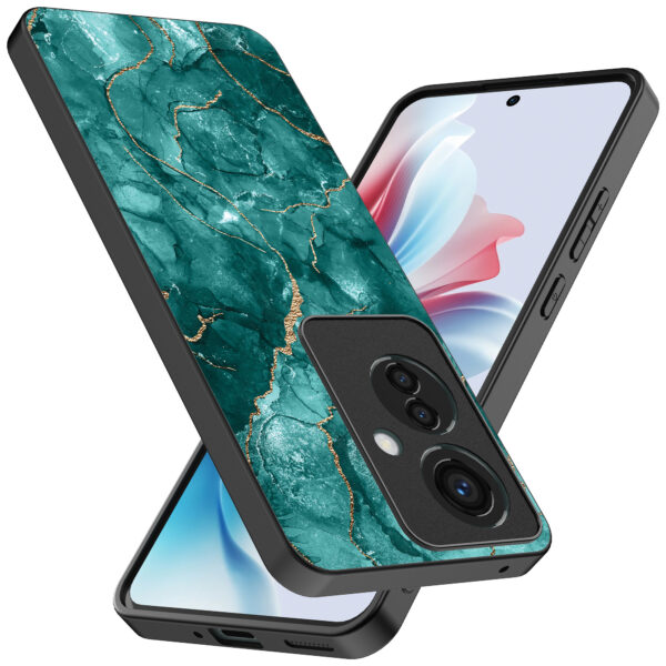 Oppo Reno 11 F telefoonhoesje met groen marmer opdruk (2)