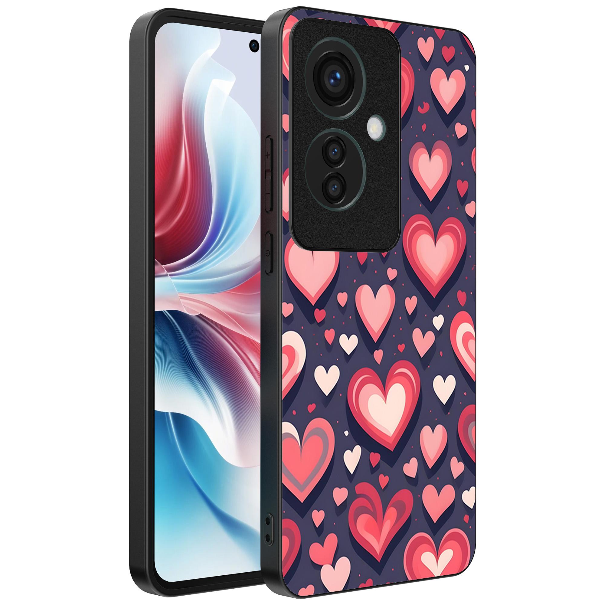 Oppo Reno 11 F telefoonhoesje met hartjes opdruk groot (1)
