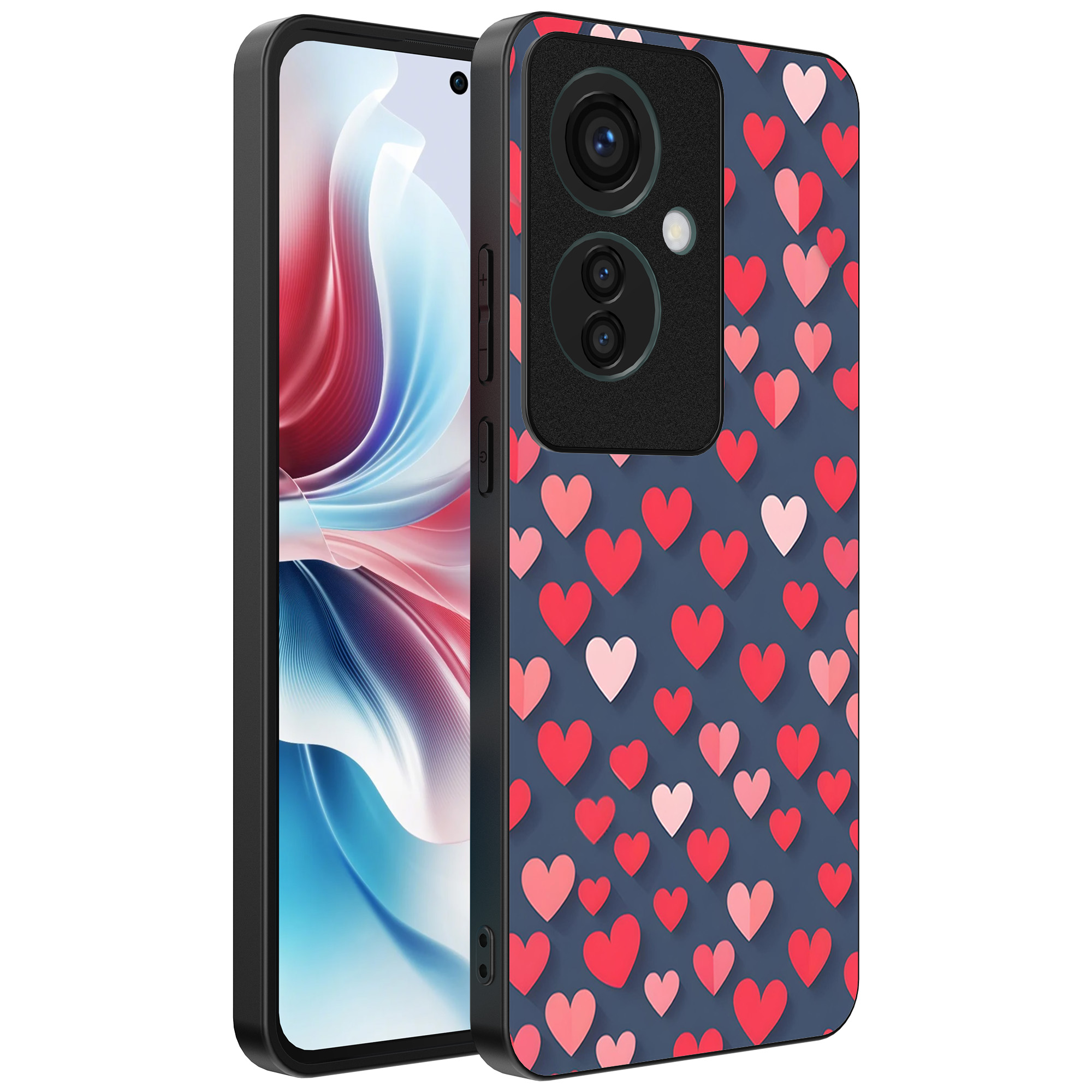 Oppo Reno 11 F telefoonhoesje met hartjes opdruk klein (1)