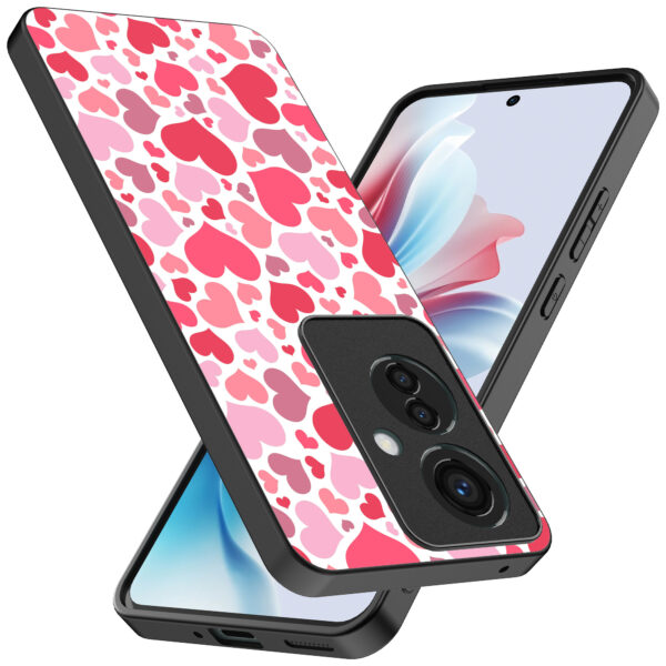 Oppo Reno 11 F telefoonhoesje met hartjes opdruk transparant (2)