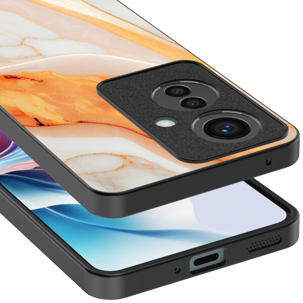 Oppo Reno 11 F telefoonhoesje met oranje marmer opdruk (4)