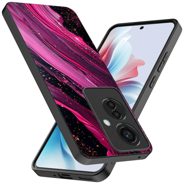 Oppo Reno 11 F telefoonhoesje met paars roze marmer opdruk (2)