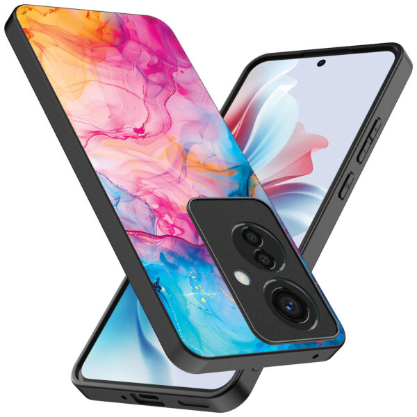 Oppo Reno 11 F telefoonhoesje met regenboog acryl marmer opdruk (2)