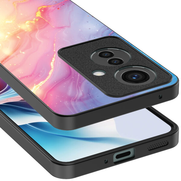 Oppo Reno 11 F telefoonhoesje met regenboog glitter marmer opdruk (4)