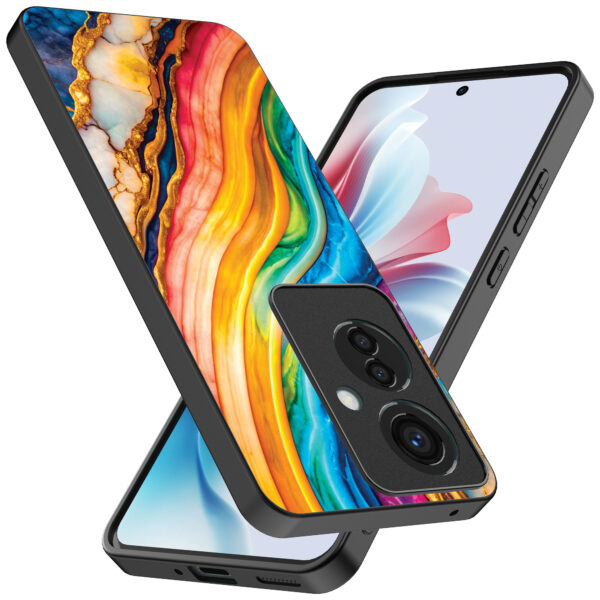 Oppo Reno 11 F telefoonhoesje met regenboog goud marmer opdruk (2)