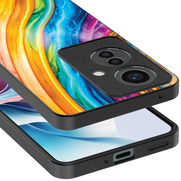 Oppo Reno 11 F telefoonhoesje met regenboog goud marmer opdruk (4)
