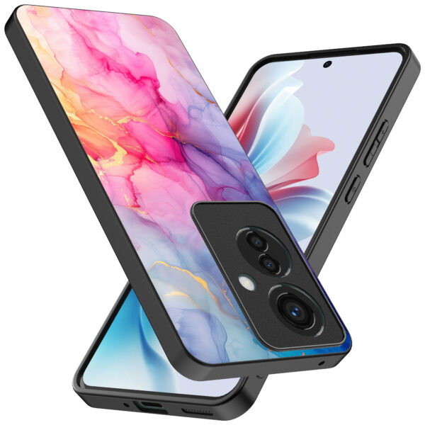 Oppo Reno 11 F telefoonhoesje met regenboog marmer opdruk (2)