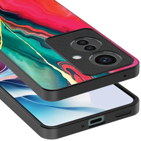 Oppo Reno 11 F telefoonhoesje met rood groen marmer opdruk (4)