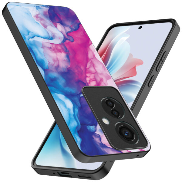 Oppo Reno 11 F telefoonhoesje met roze blauw marmer opdruk (2)