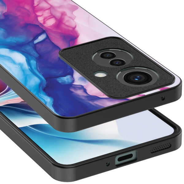 Oppo Reno 11 F telefoonhoesje met roze blauw marmer opdruk (4)