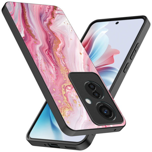 Oppo Reno 11 F telefoonhoesje met roze marmer opdruk (2)