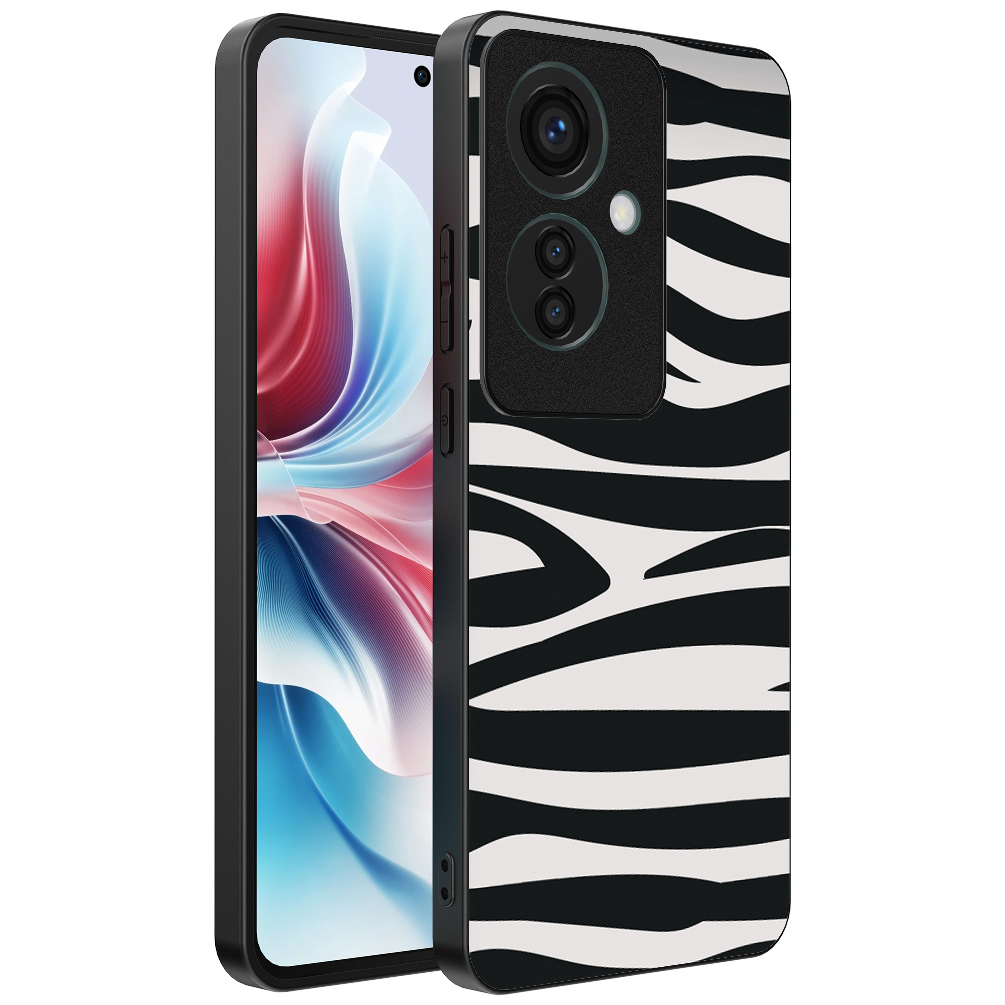 Oppo Reno 11 F telefoonhoesje met zebra opdruk (1)