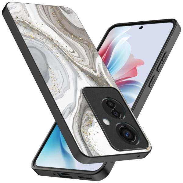 Oppo Reno 11 F telefoonhoesje met zilver marmer opdruk (2)